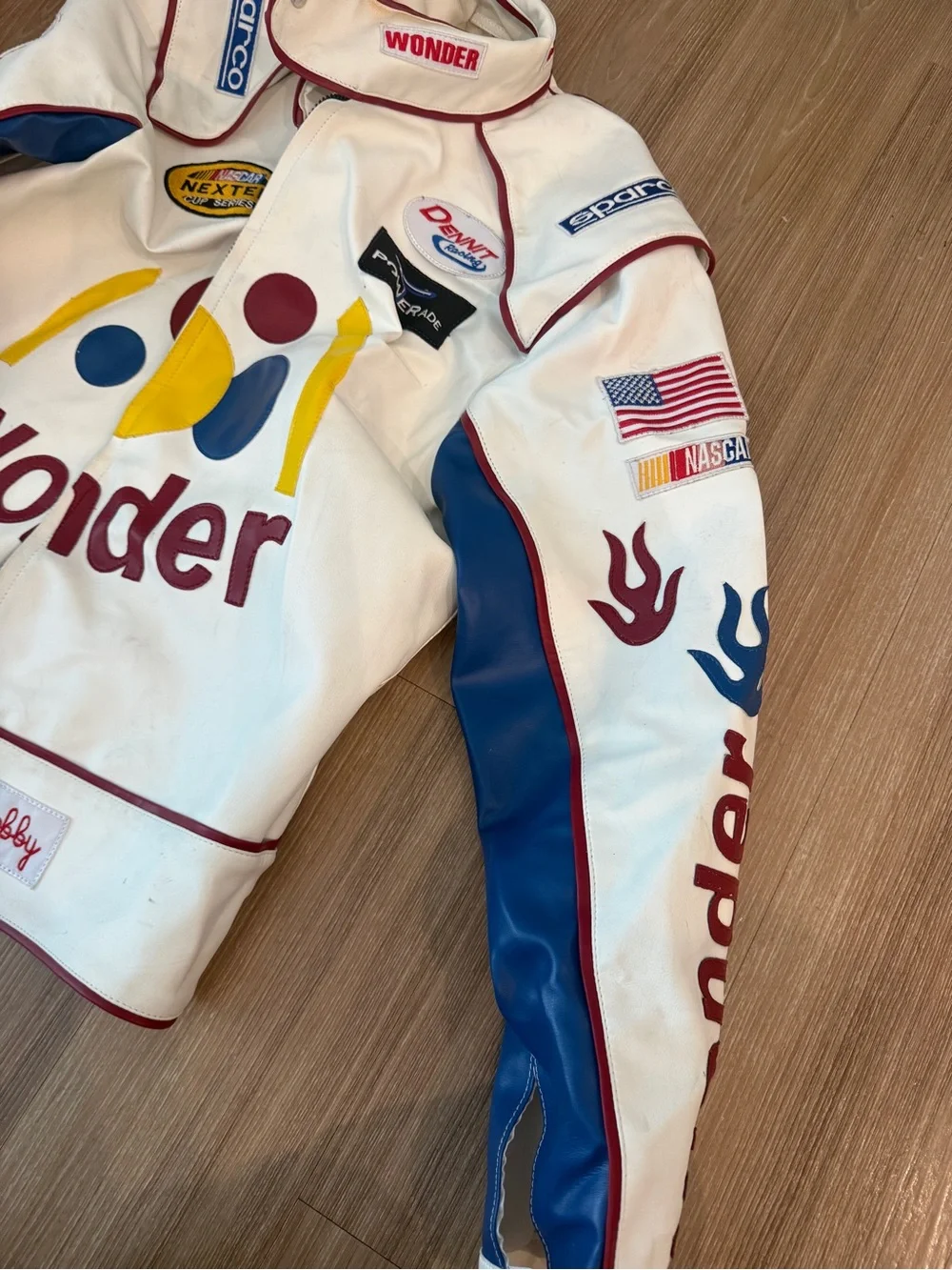 NASCAR Ricky Bobby white leather jacket - Picture 3 of 6
